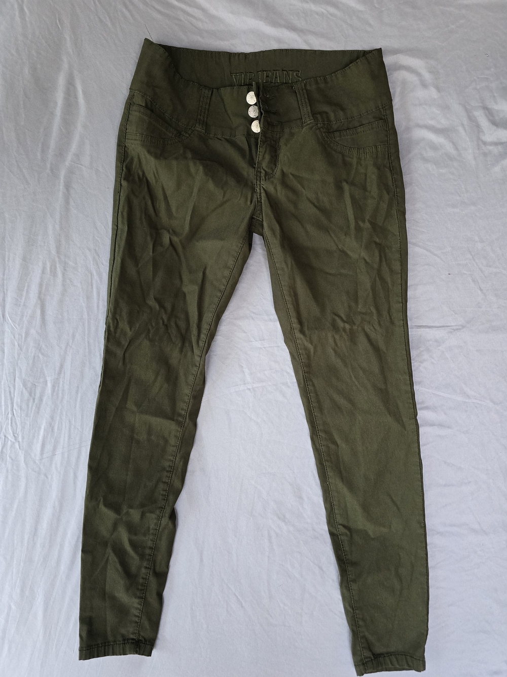 VIP Olive Green High-Waist Button-Front Pants